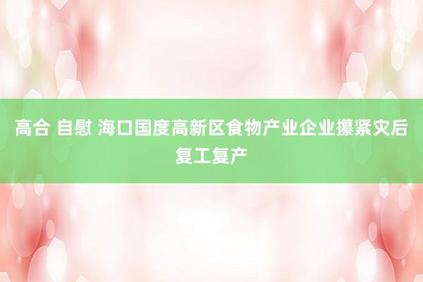 高合 自慰 海口国度高新区食物产业企业攥紧灾后复工复产