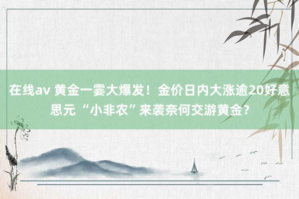 在线av 黄金一霎大爆发！金价日内大涨逾20好意思元 “小非农”来袭奈何交游黄金？