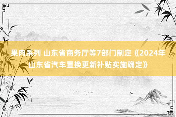 果肉系列 山东省商务厅等7部门制定《2024年山东省汽车置换更新补贴实施确定》