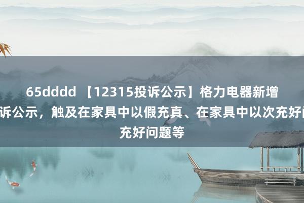 65dddd 【12315投诉公示】格力电器新增3件投诉公示，触及在家具中以假充真、在家具中以次充好问题等