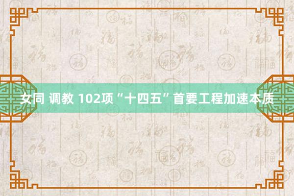 女同 调教 102项“十四五”首要工程加速本质