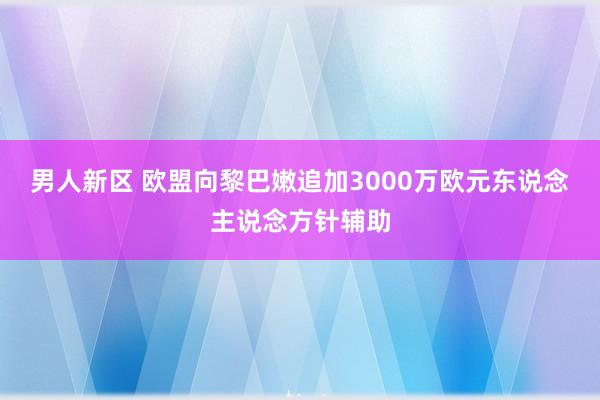 男人新区 欧盟向黎巴嫩追加3000万欧元东说念主说念方针辅助