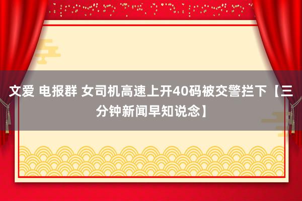 文爱 电报群 女司机高速上开40码被交警拦下【三分钟新闻早知说念】