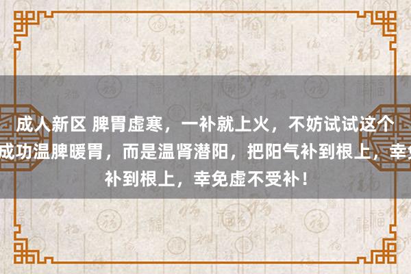 成人新区 脾胃虚寒，一补就上火，不妨试试这个方子，不是成功温脾暖胃，而是温肾潜阳，把阳气补到根上，幸免虚不受补！