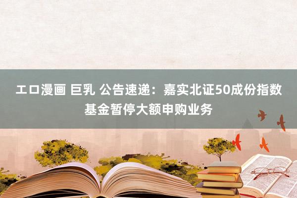 エロ漫画 巨乳 公告速递：嘉实北证50成份指数基金暂停大额申购业务