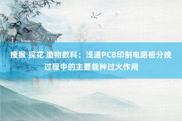 瘦猴 探花 造物数科：浅道PCB印制电路板分娩过程中的主要栽种过火作用