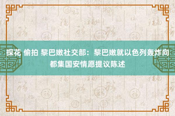 探花 偷拍 黎巴嫩社交部：黎巴嫩就以色列轰炸向都集国安情愿提议陈述