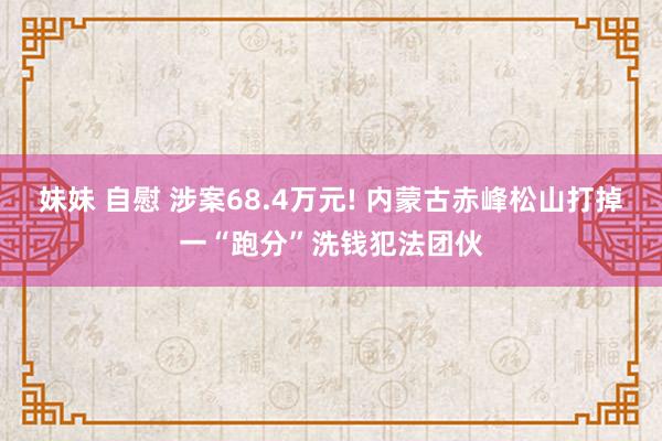 妹妹 自慰 涉案68.4万元! 内蒙古赤峰松山打掉一“跑分”洗钱犯法团伙