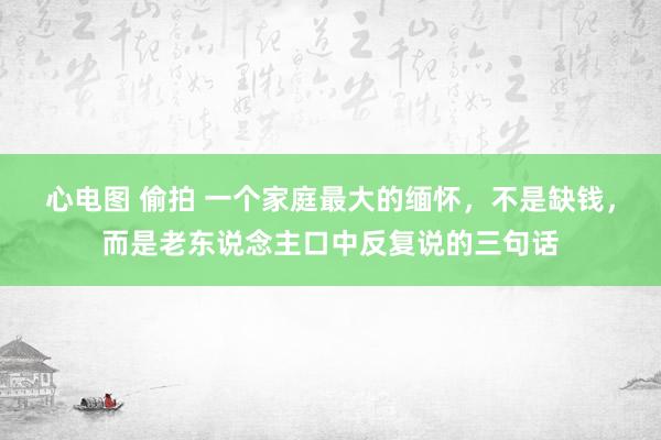 心电图 偷拍 一个家庭最大的缅怀，不是缺钱，而是老东说念主口中反复说的三句话