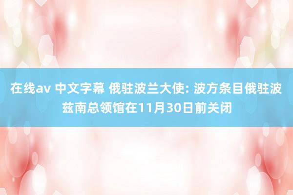 在线av 中文字幕 俄驻波兰大使: 波方条目俄驻波兹南总领馆在11月30日前关闭