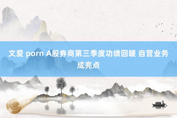 文爱 porn A股券商第三季度功绩回暖 自营业务成亮点