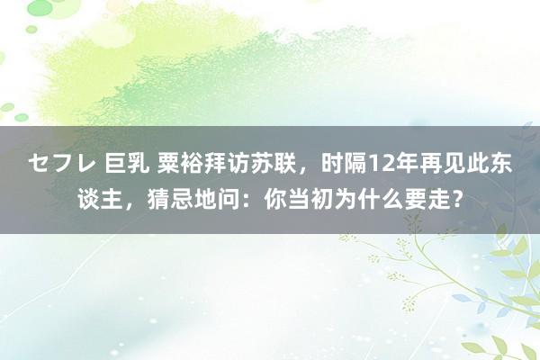 セフレ 巨乳 粟裕拜访苏联，时隔12年再见此东谈主，猜忌地问：你当初为什么要走？