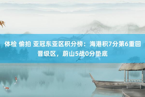 体检 偷拍 亚冠东亚区积分榜：海港积7分第6重回晋级区，蔚山5战0分垫底