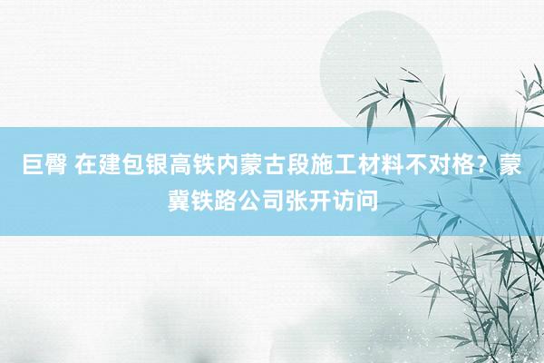 巨臀 在建包银高铁内蒙古段施工材料不对格？蒙冀铁路公司张开访问