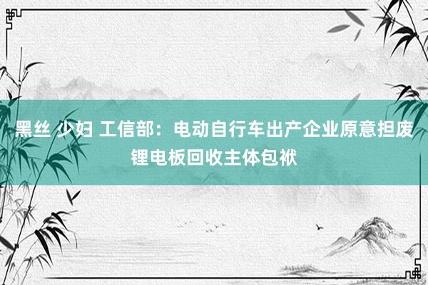 黑丝 少妇 工信部：电动自行车出产企业原意担废锂电板回收主体包袱