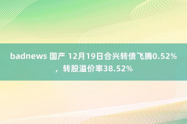 badnews 国产 12月19日合兴转债飞腾0.52%，转股溢价率38.52%