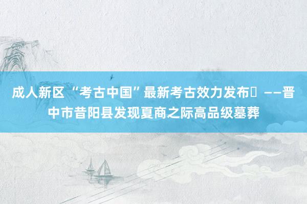 成人新区 “考古中国”最新考古效力发布​——晋中市昔阳县发现夏商之际高品级墓葬