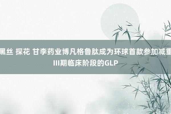 黑丝 探花 甘李药业博凡格鲁肽成为环球首款参加减重III期临床阶段的GLP