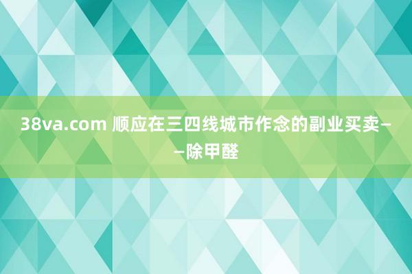 38va.com 顺应在三四线城市作念的副业买卖——除甲醛