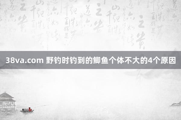 38va.com 野钓时钓到的鲫鱼个体不大的4个原因