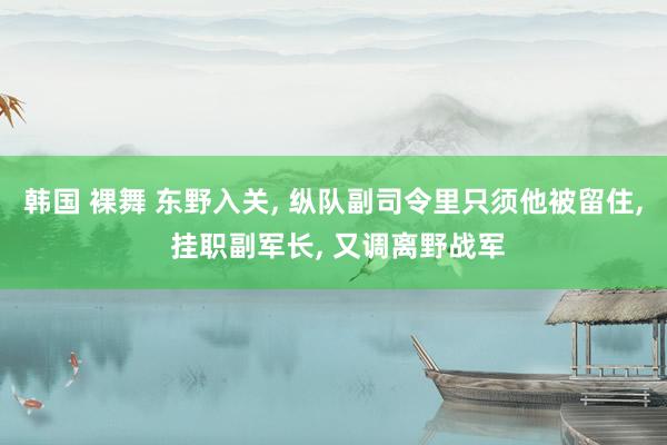 韩国 裸舞 东野入关， 纵队副司令里只须他被留住， 挂职副军长， 又调离野战军