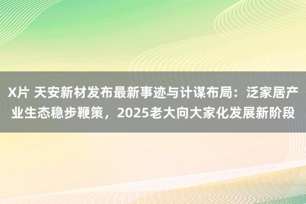X片 天安新材发布最新事迹与计谋布局：泛家居产业生态稳步鞭策，2025老大向大家化发展新阶段