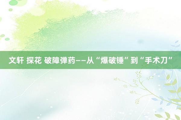 文轩 探花 破障弹药——从“爆破锤”到“手术刀”